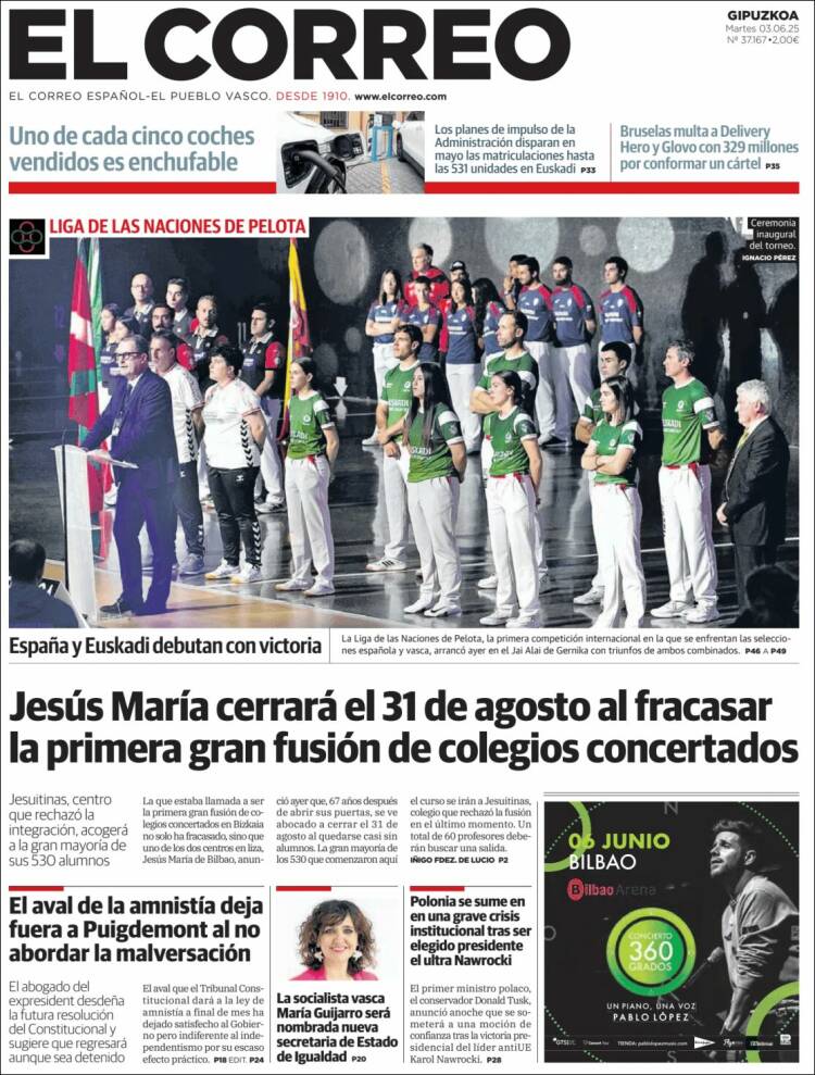 Portada de El Correo - Guipuzcoa (España)