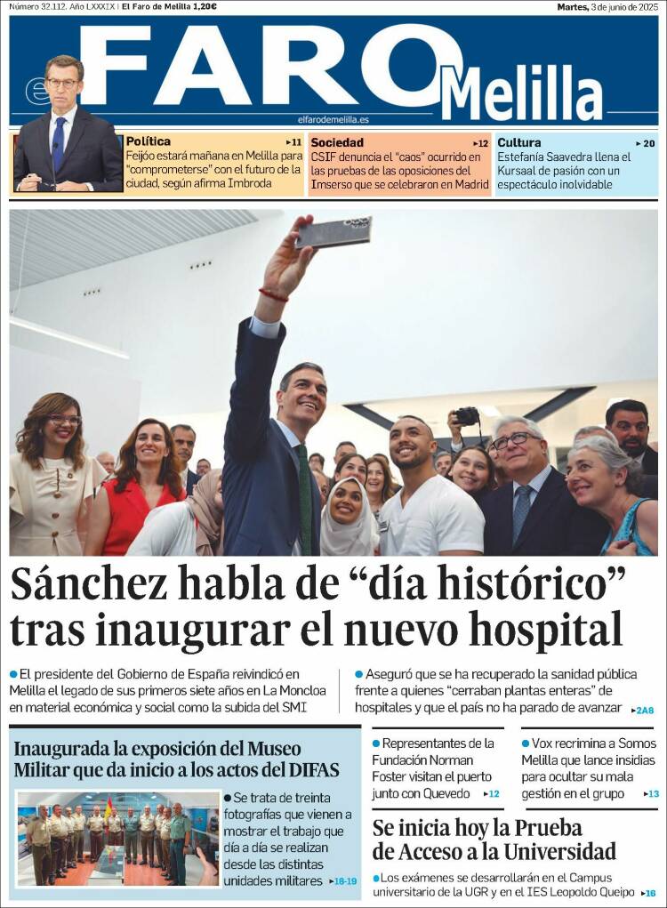 Portada de El Faro de Melilla (España)