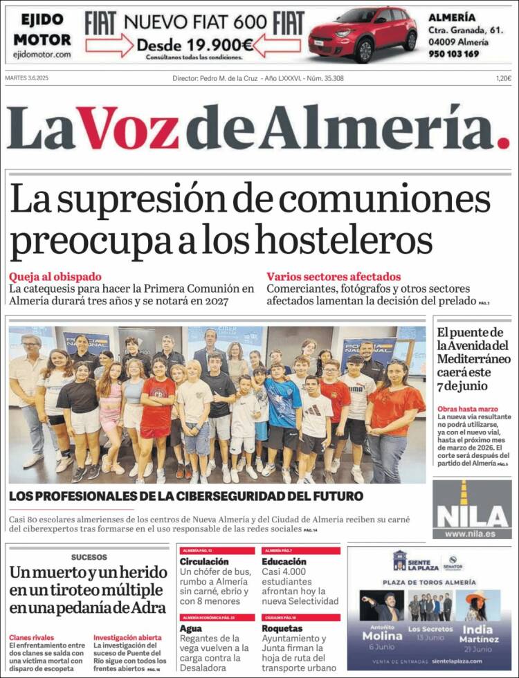 Portada de La Voz de Almería (España)