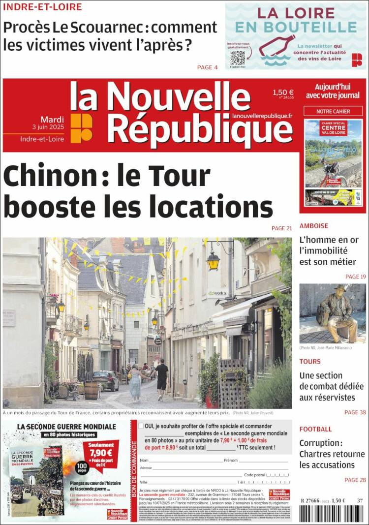 Portada de La Nouvelle Republique (France)