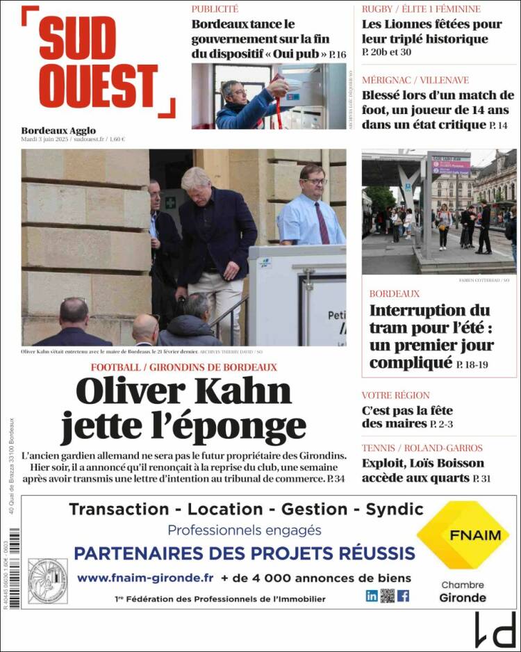 Portada de Sud Ouest (France)