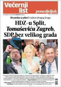 Portada de Večernji (Croatie)