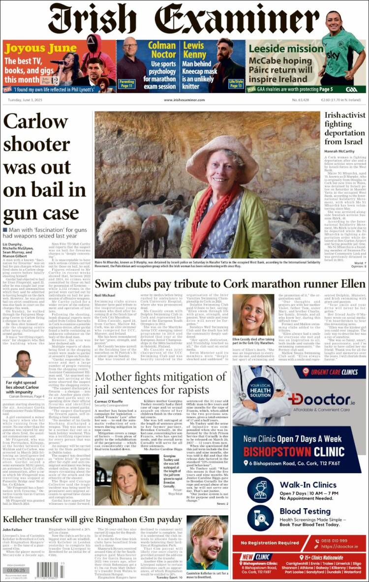 Portada de Irish Examiner (Ireland)