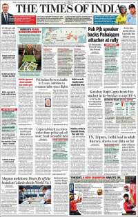 Portada de The Times of India (India)
