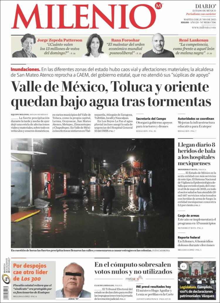 Portada de Milenio - Estado de México (México)