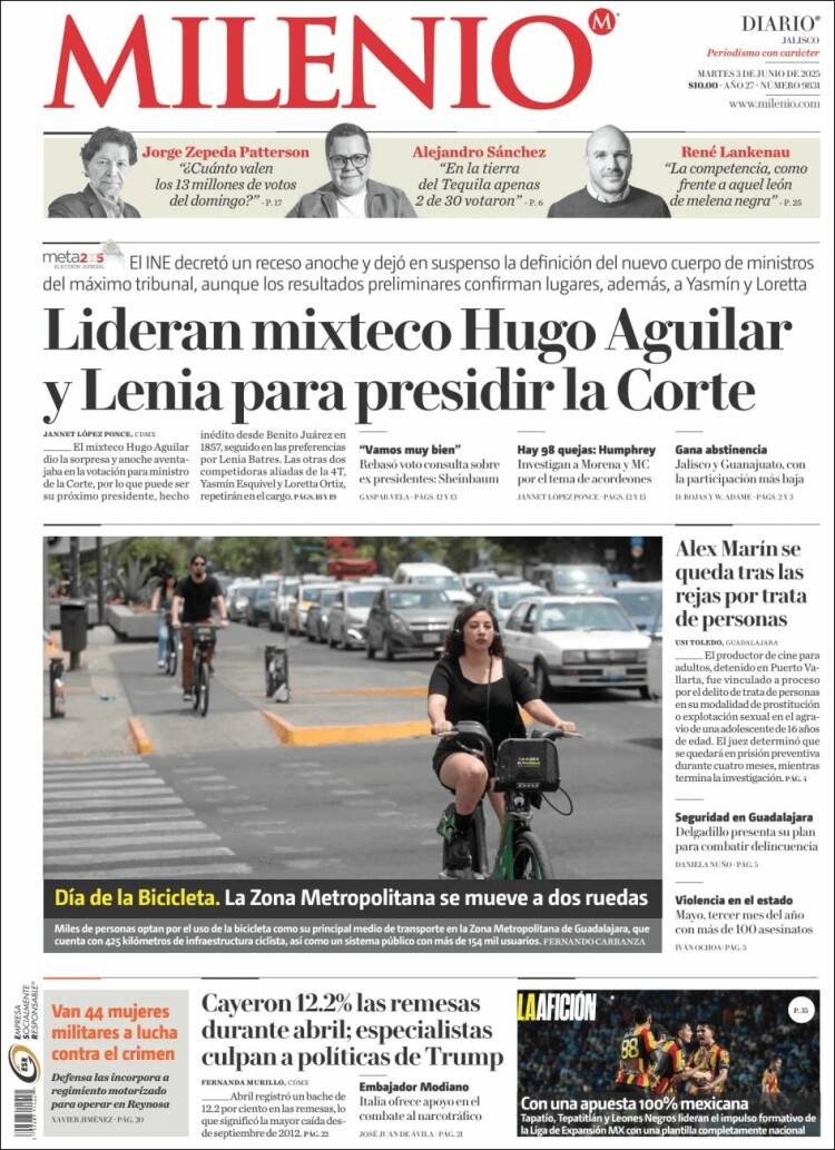 Portada de Milenio - Jalisco (México)