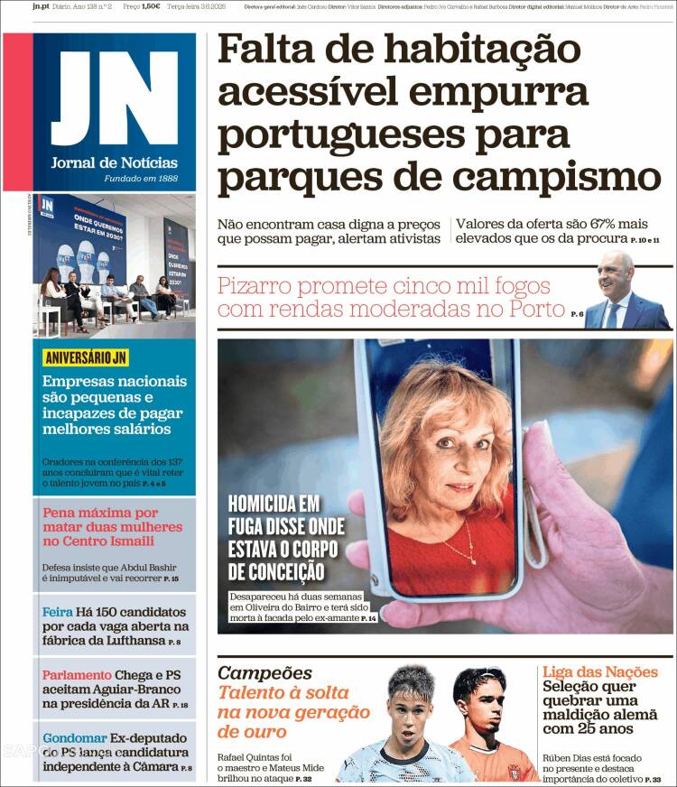 Portada de Jornal de Notícias (Portugal)