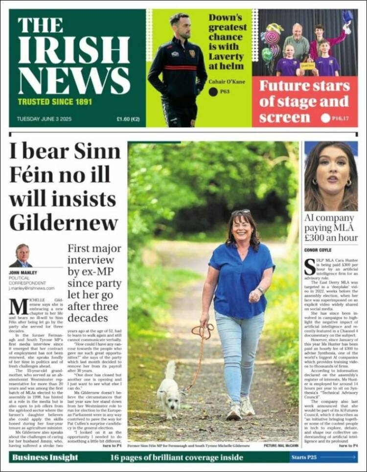 Portada de Irish News (Royaume-Uni)