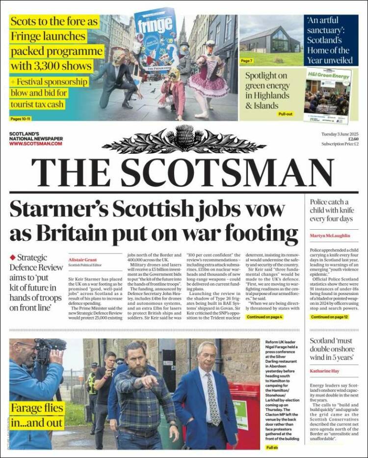 Portada de The Scotsman (Reino Unido)