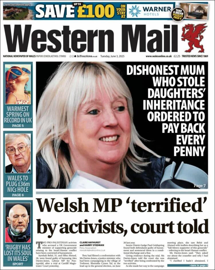 Portada de Western Mail (Royaume-Uni)