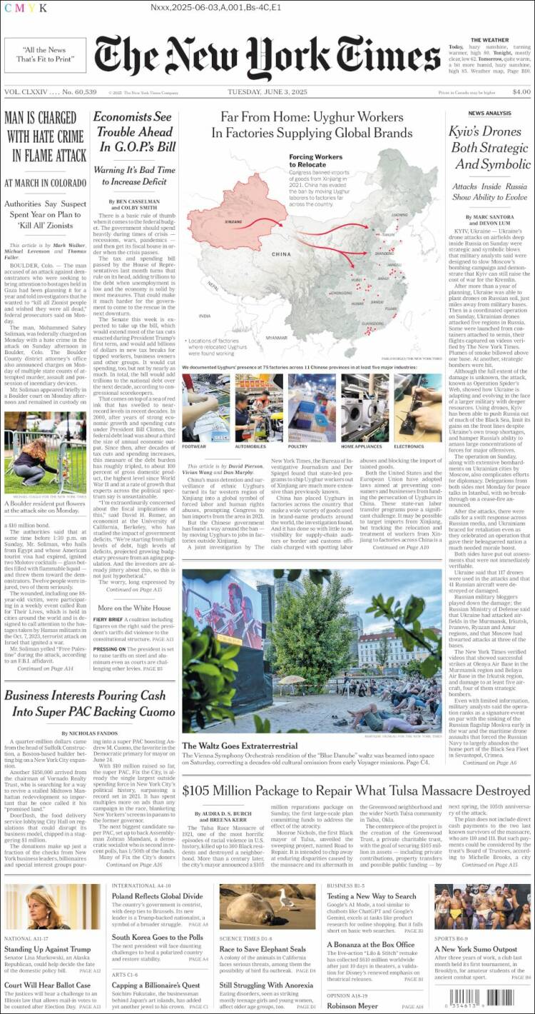Portada de New York Times (USA)
