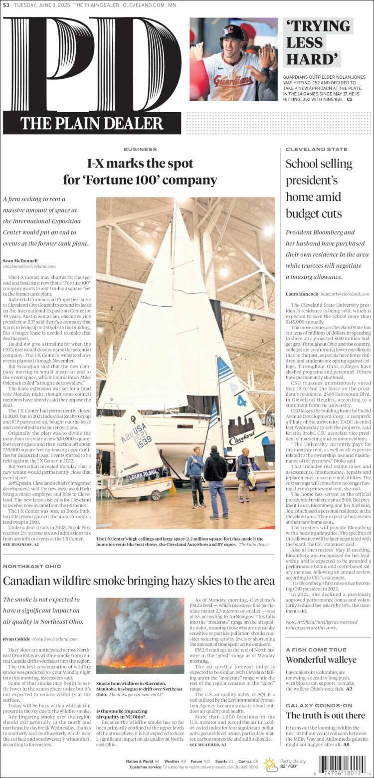 Portada de The Plain Dealer (USA)