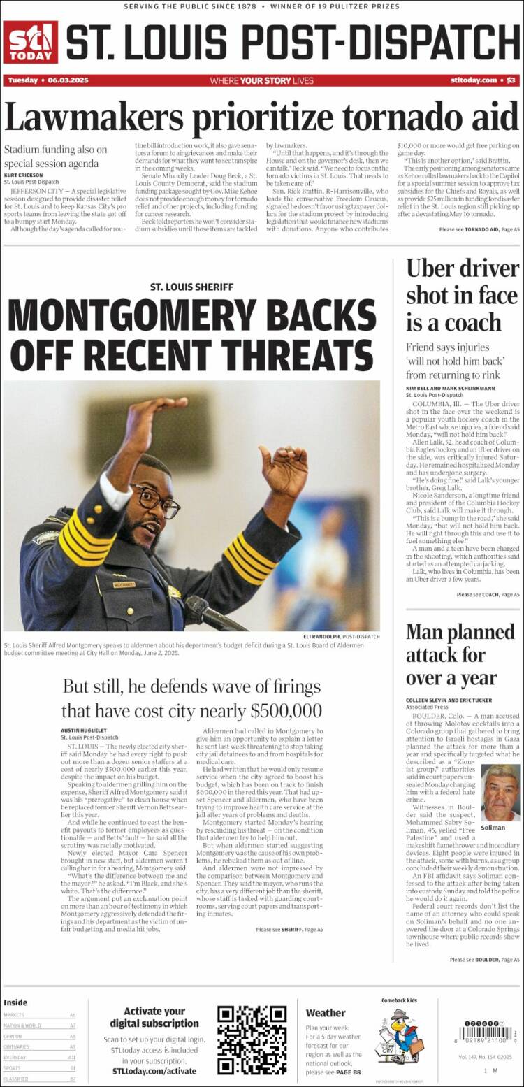 Portada de St. Louis Post-Dispatch (États-Unis)