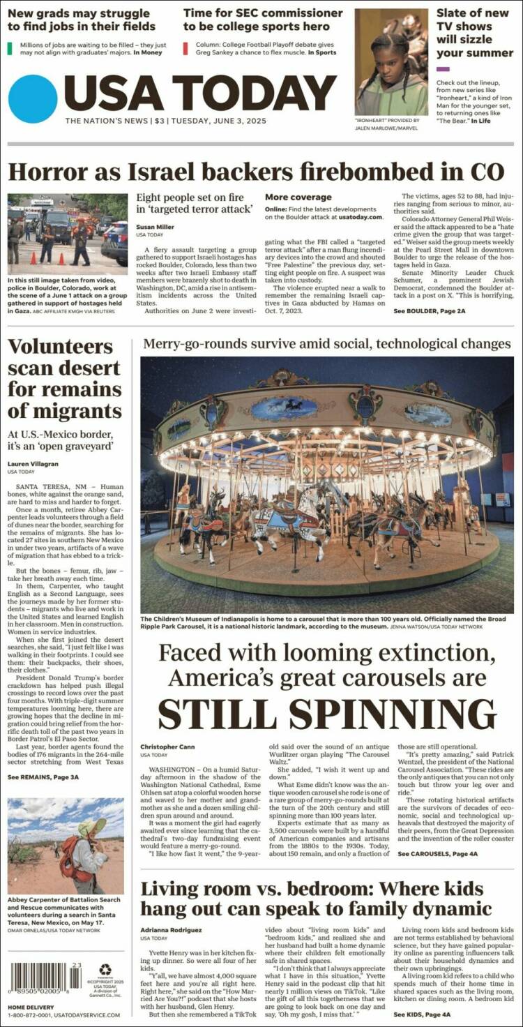 Portada de USA Today (États-Unis)