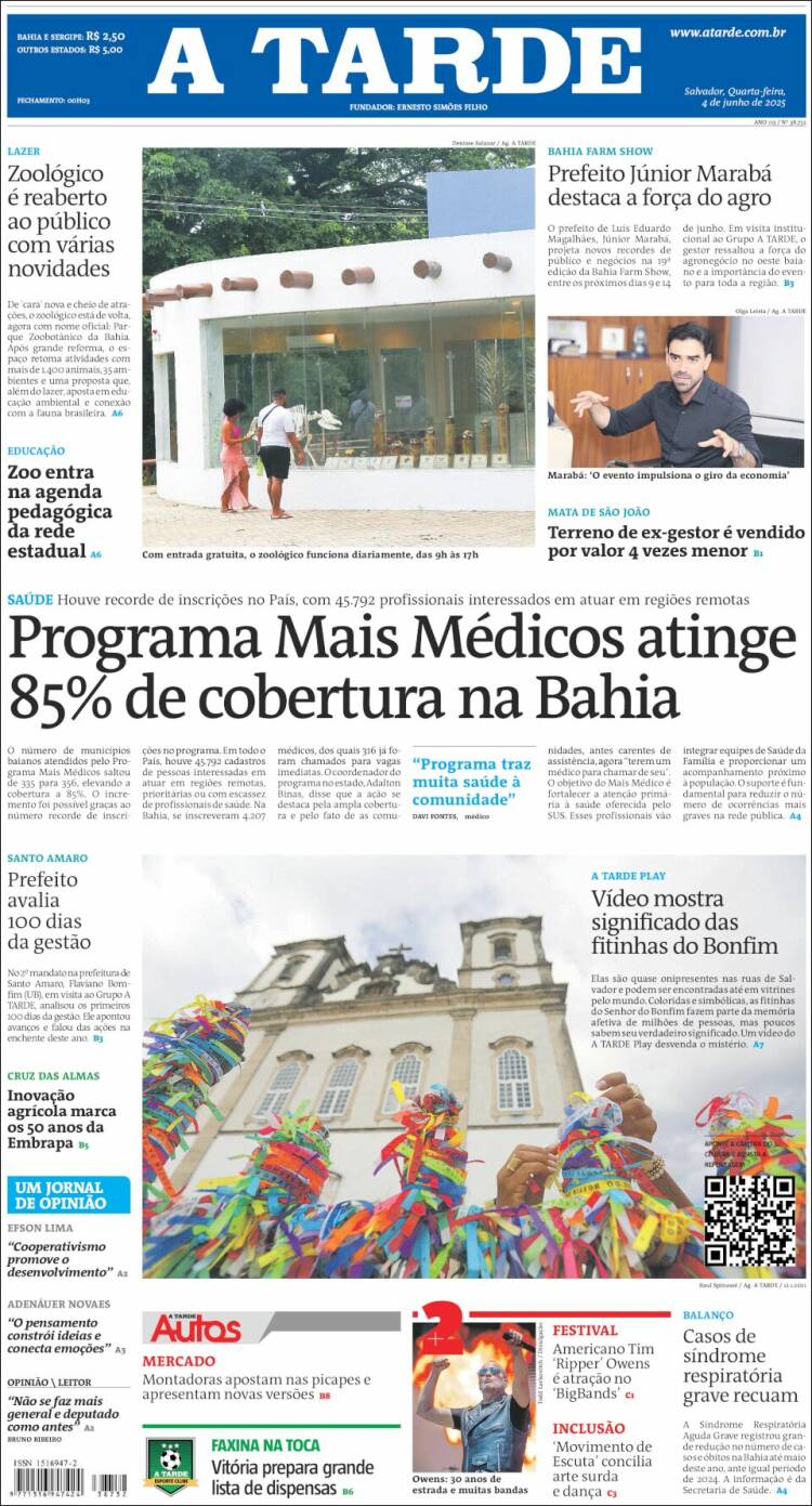 Portada de Diário A Tarde (Brasil)