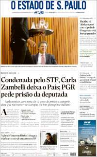 Portada de O Estado de São Paulo (Brasil)