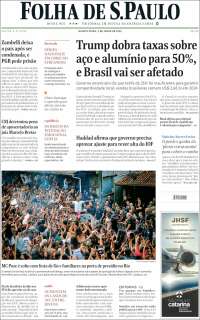 Portada de Folha de São Paulo (Brasil)
