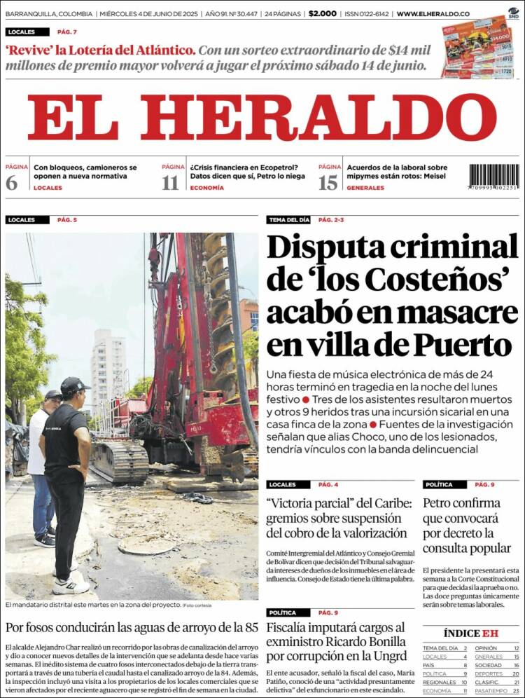 Portada de El Heraldo (Colombia)