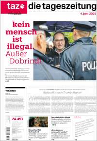 Portada de Die Tageszeitung (Germany)