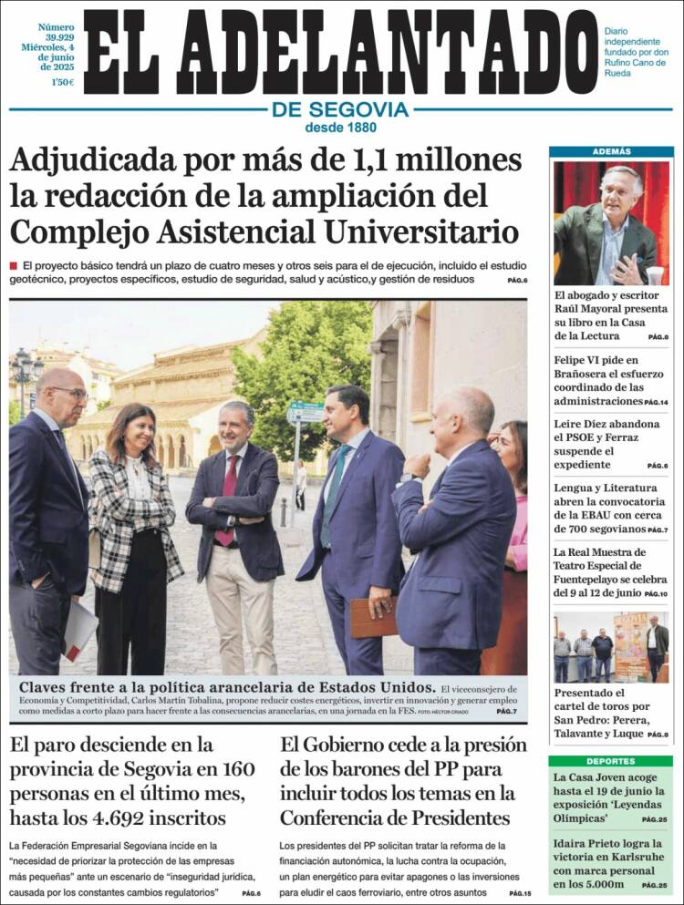 Portada de El Adelantado de Segovia (Spain)