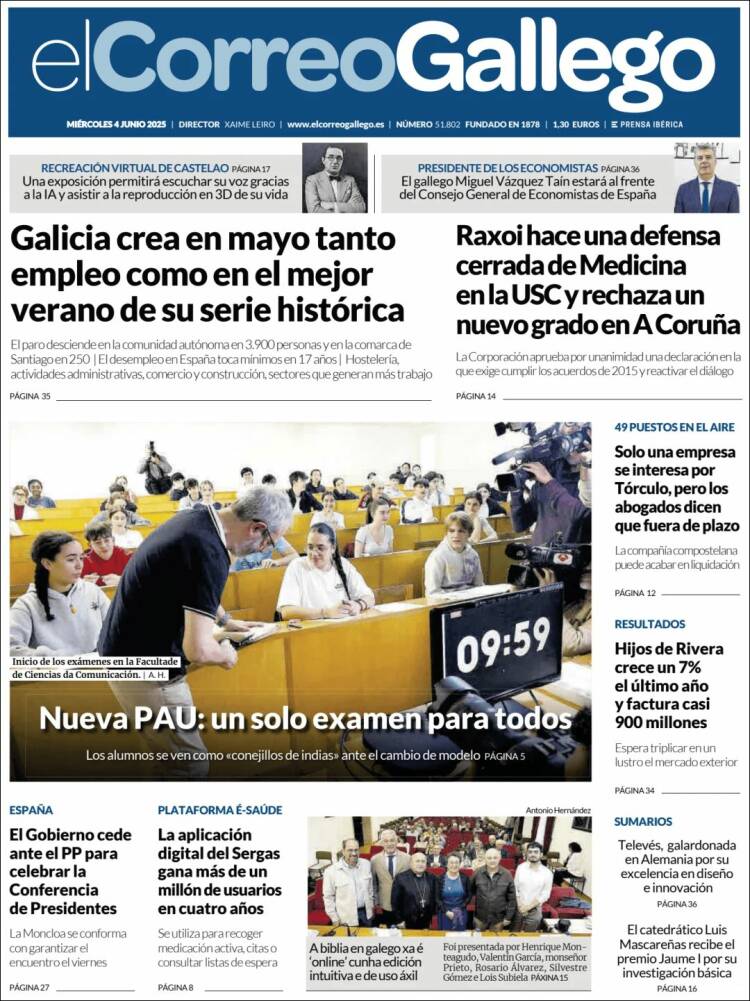 Portada de El Correo Gallego (España)