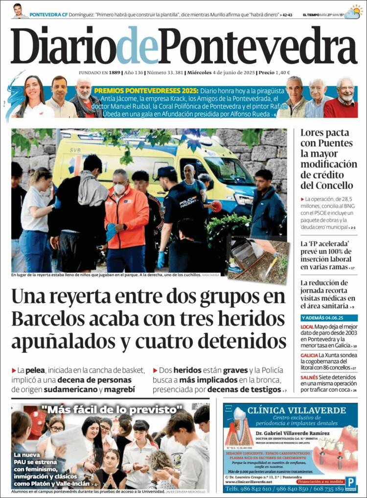 Portada de Diario de Pontevedra (Espagne)