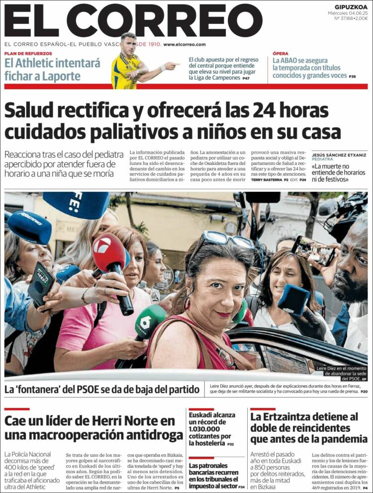 Portada de El Correo - Guipuzcoa (España)