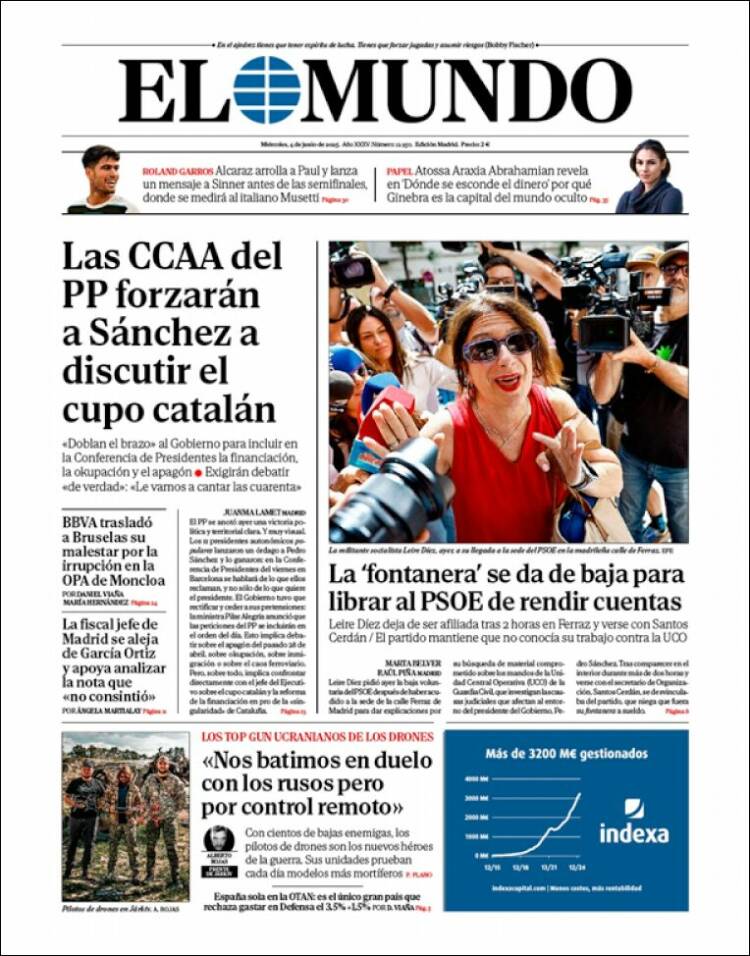 Portada de El Mundo (Espagne)
