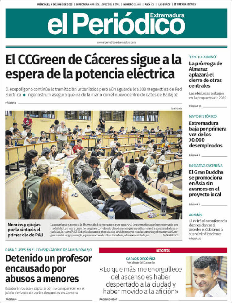 Portada de El Periódico de Extremadura (Spain)