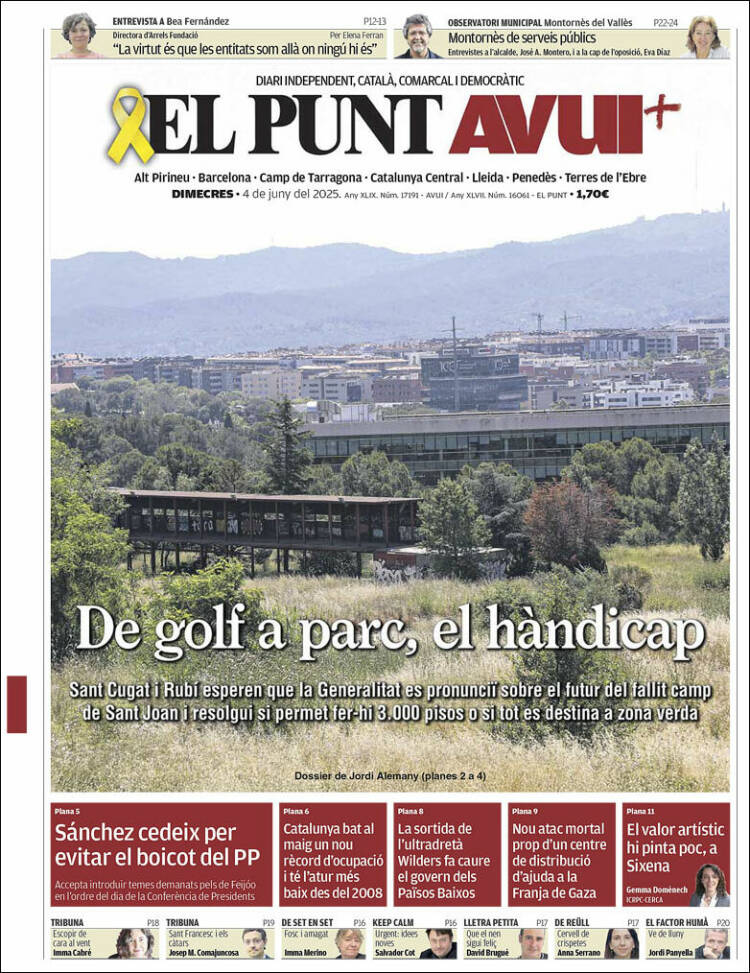 Portada de El Punt Avui (España)