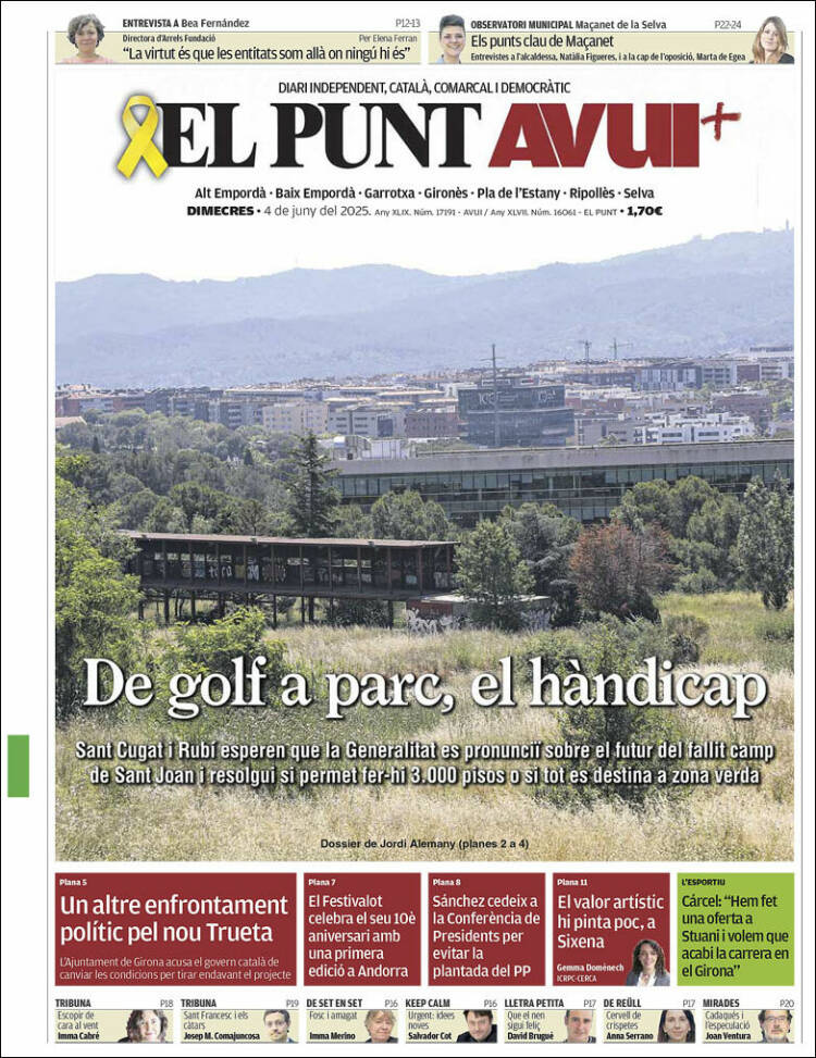 Portada de El Punt Avui - Girona (España)