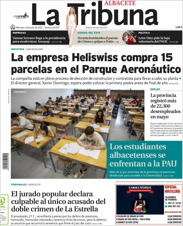 Portada de La Tribuna de Albacete (Spain)