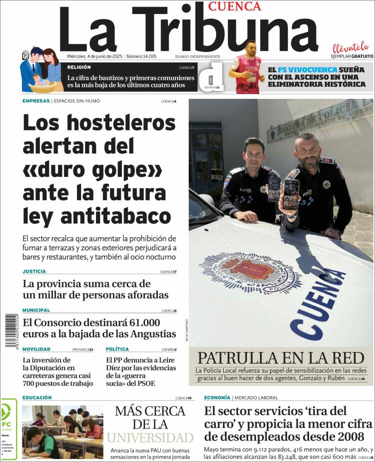 Portada de La Tribuna de Cuenca (Espagne)