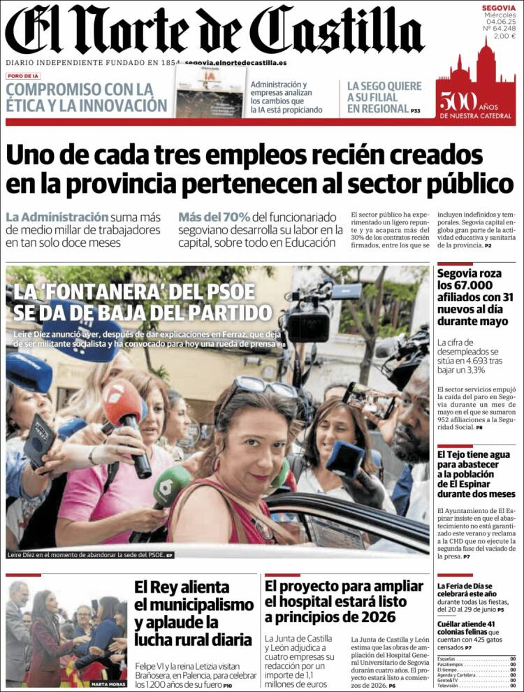 Portada de Norte de Castilla - Segovia (Spain)
