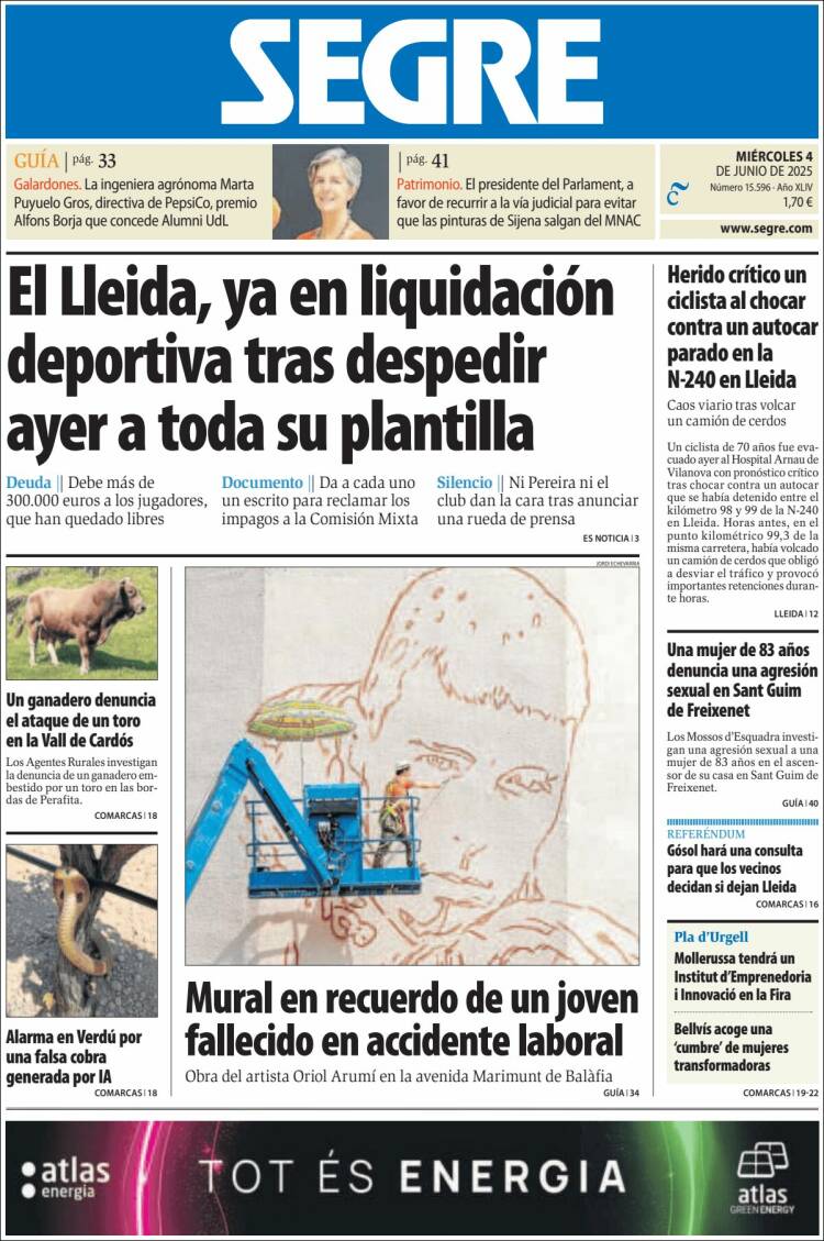 Portada de Segre  (Espagne)