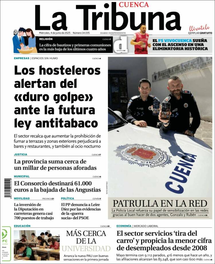 Portada de La Tribuna de Cuenca (Spain)