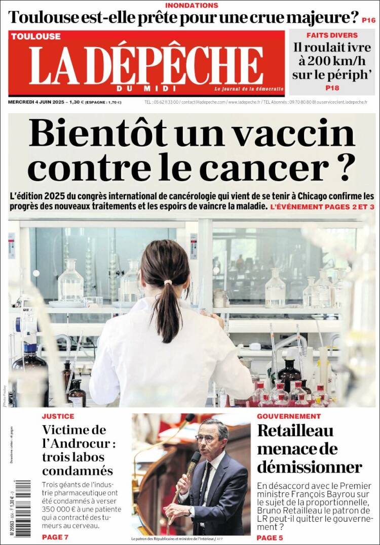 Portada de La Dépêche du Midi (France)