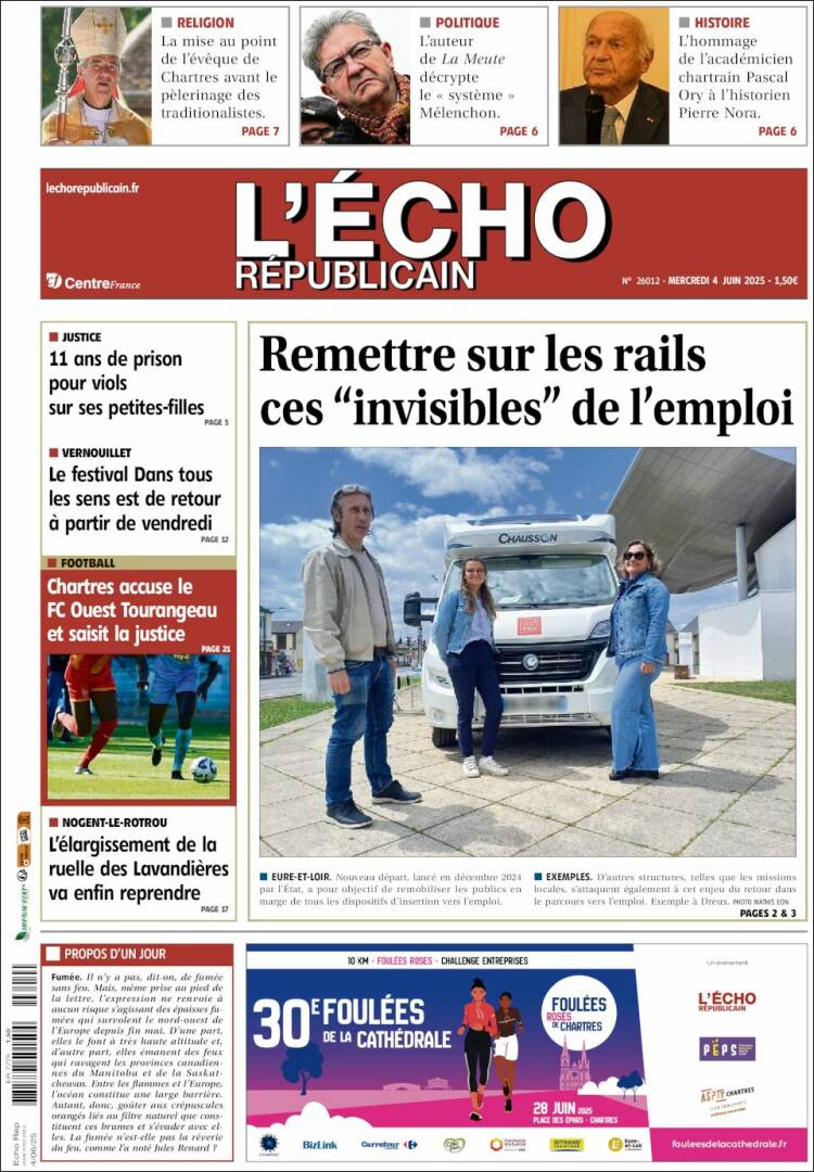 Portada de L'Echo Républicain (Francia)