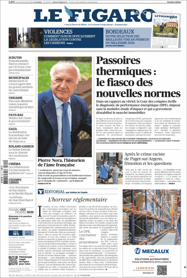 Portada de Le Figaro (France)