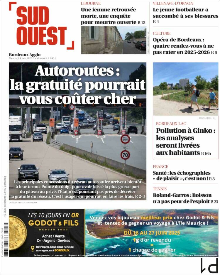 Portada de Sud Ouest (France)