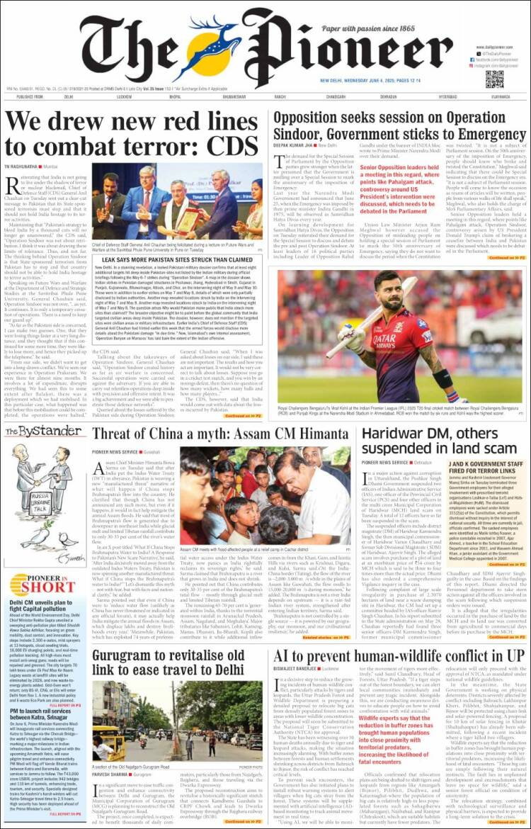 Portada de The Pioneer (India)