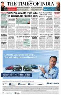 Portada de The Times of India (India)
