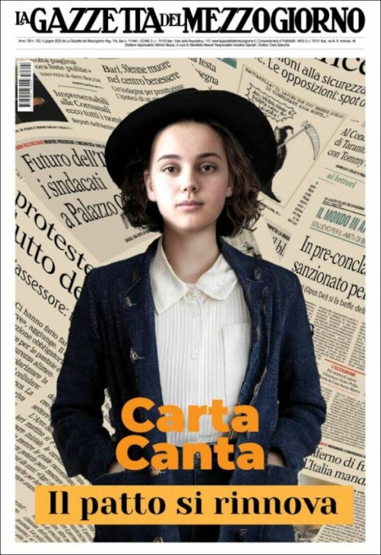 Portada de La Gazzetta del Mezzogiorno (Italie)