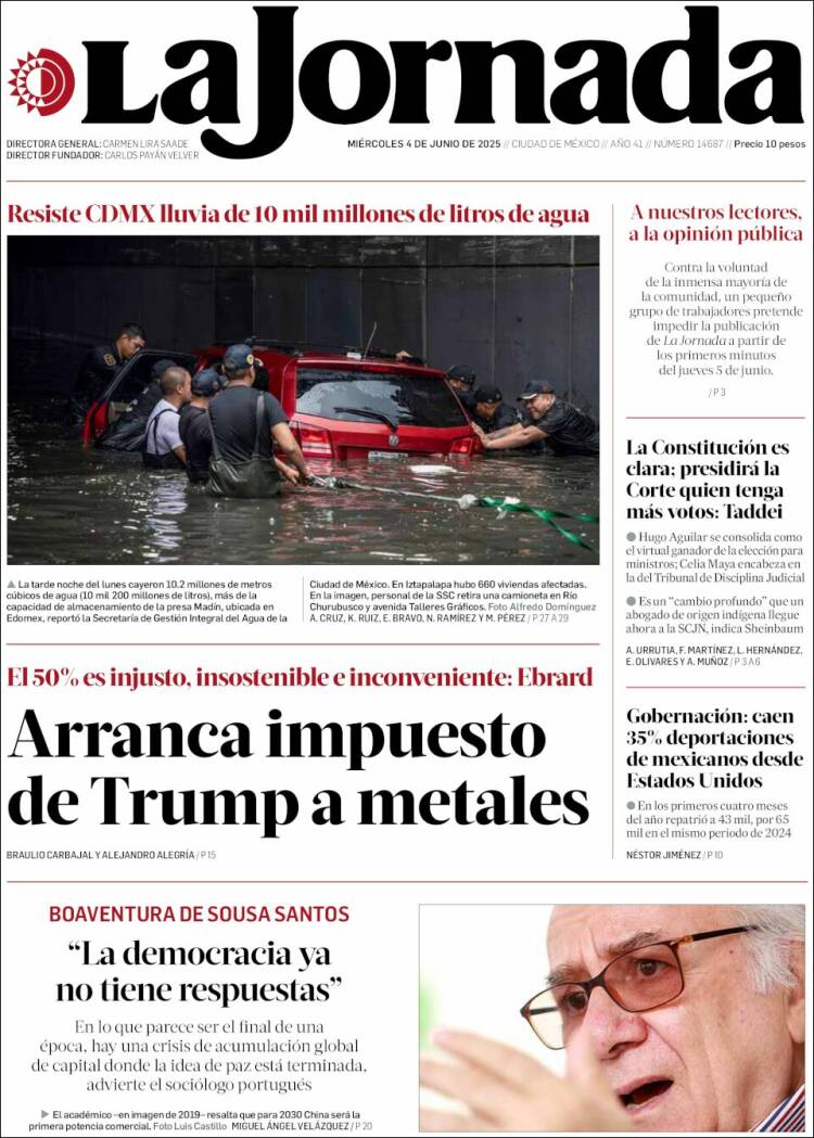 Portada de La Jornada (México)
