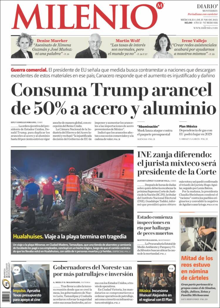 Portada de Milenio de Monterrey (Mexico)