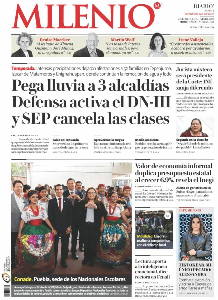 Portada de Milenio de Puebla (Mexico)