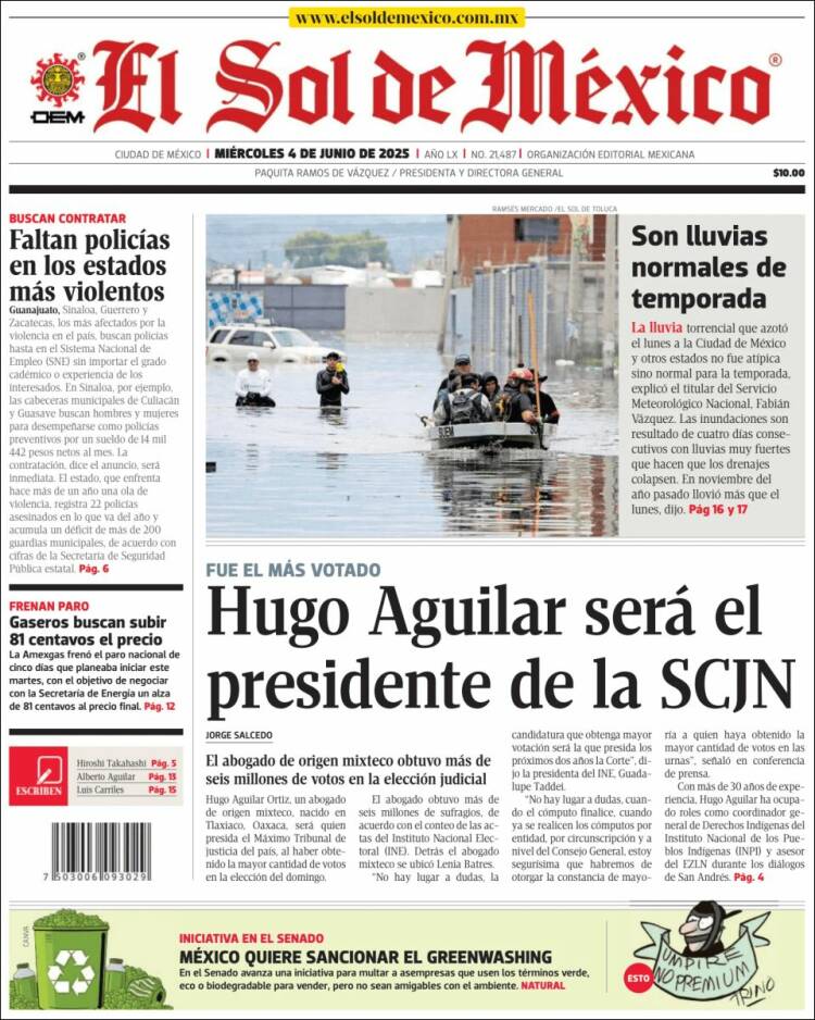 Portada de El Sol de México (México)