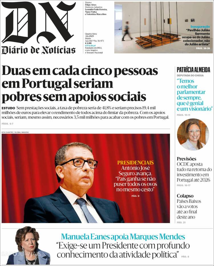 Portada de Diário de Noticias (Portugal)