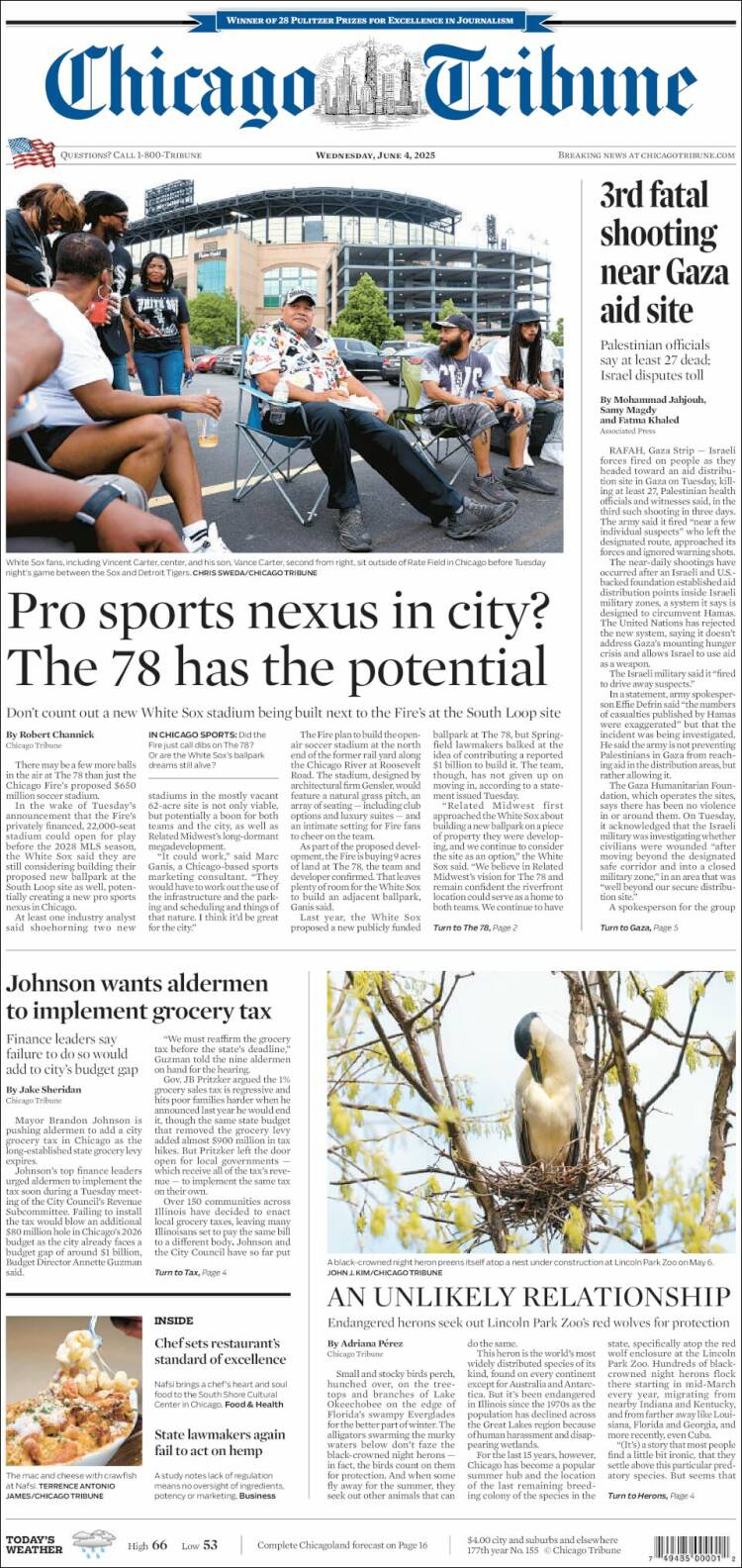 Portada de Chicago Tribune (États-Unis)