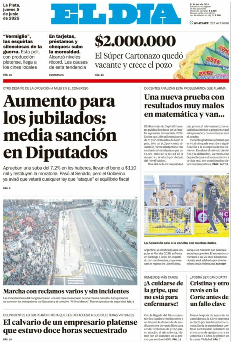 Portada de El Día de la Plata (Argentine)